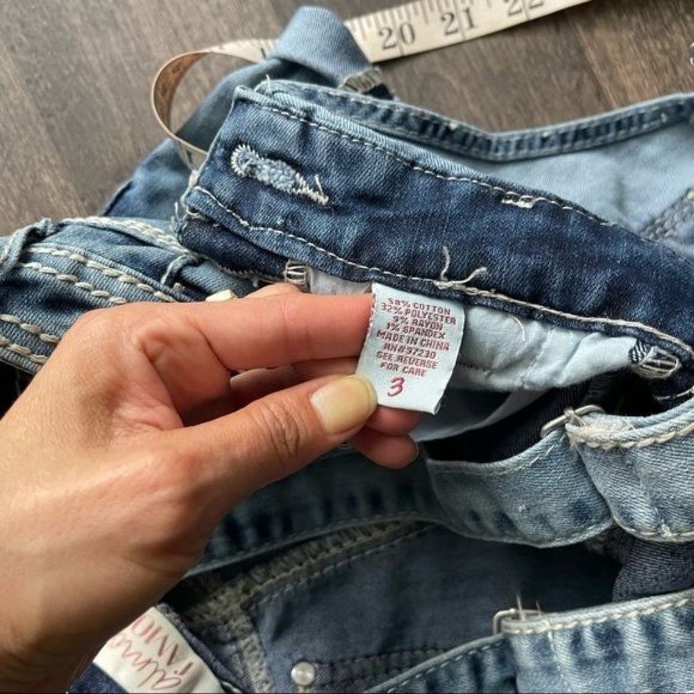 Almost Famous Denim Short Overalls Size 3 - Picture 8 of 10